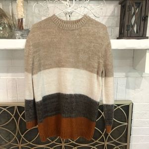 Striped Crewneck Tunic Sweater